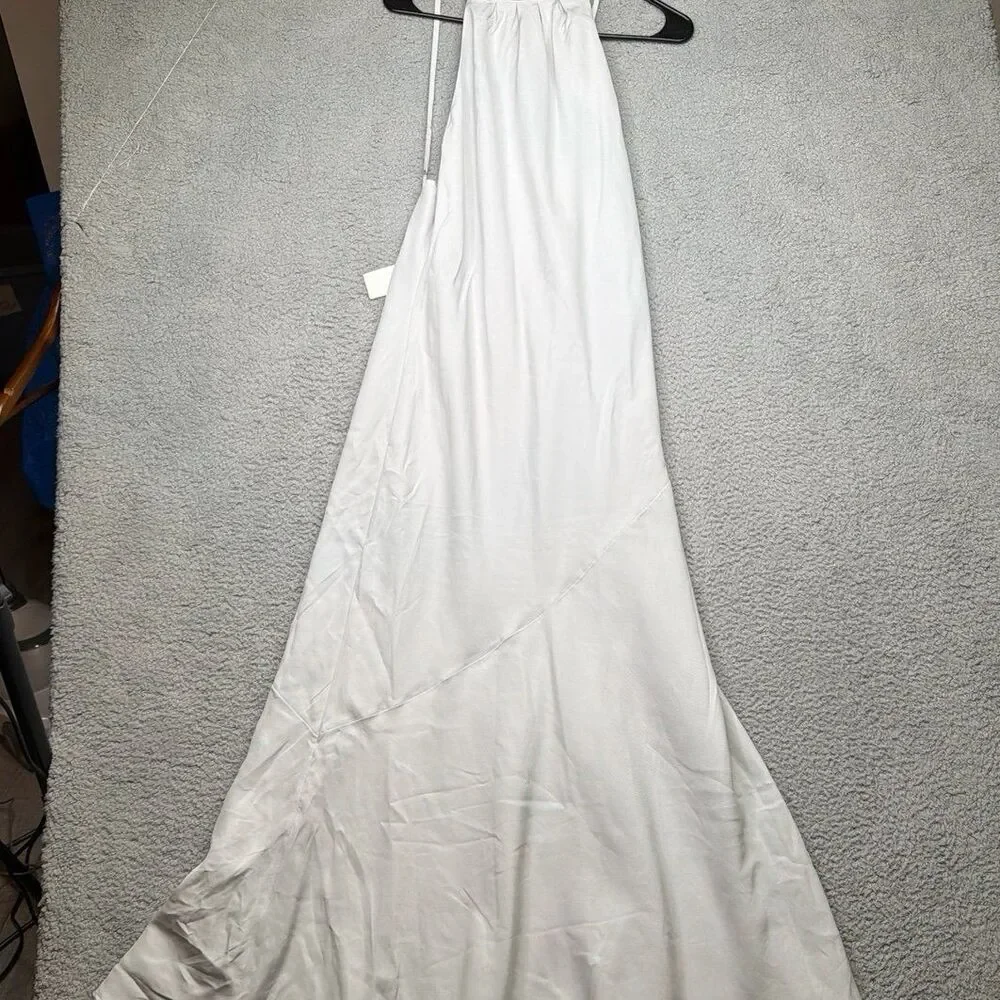 Abercrombie & Fitch high neck classy Maxi Dress nwt light gray